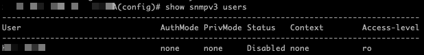 show snmpv3 users